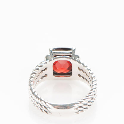 David Yurman Sterling Silver Diamond Garnet 10mm Petite Wheaton Ring 51 5.75 3 of 5