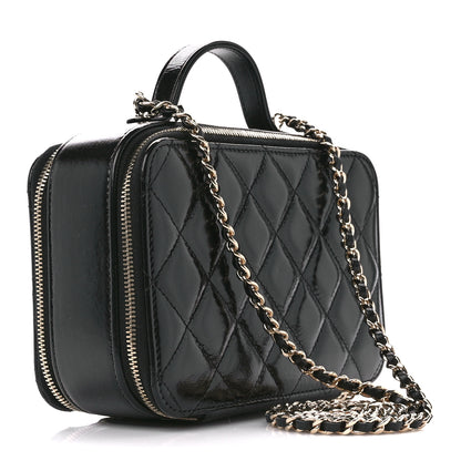 Chanel Shiny Lambskin Quilted CC Vanity Case Black 3 of 12