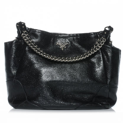 Prada Cervo Lux Chain Shoulder Bag Black 1 of 9