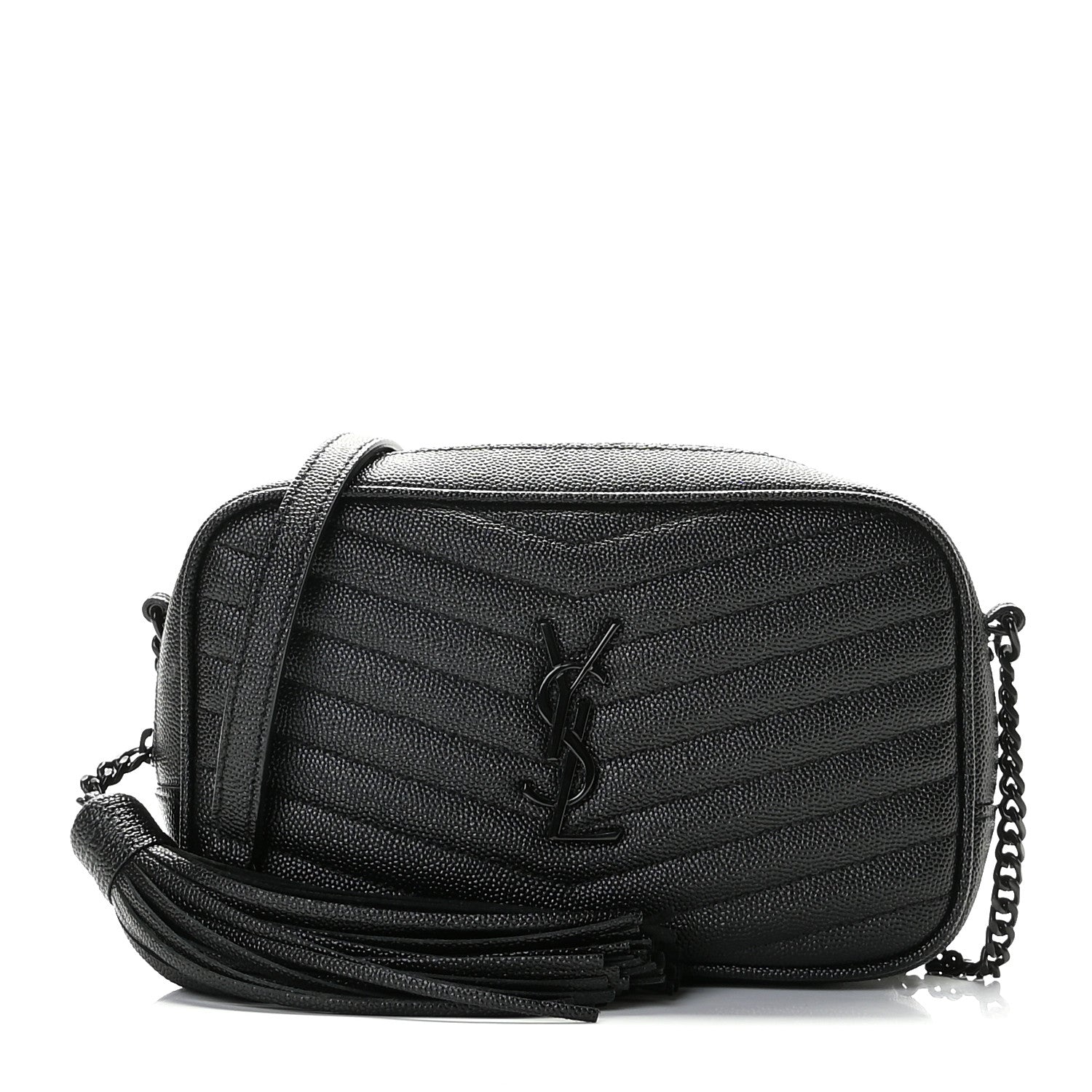 Saint Laurent Grain De Poudre Matelasse Monogram Mini Lou Camera Bag Black 1 of 11