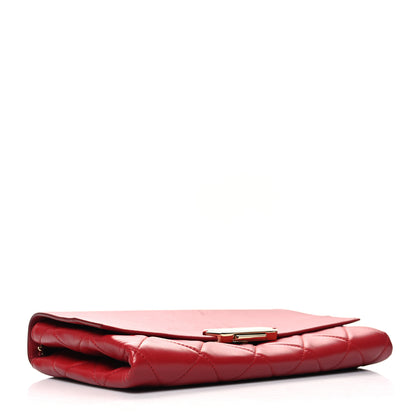 Chanel Lambskin Quilted Retro Label Clutch Red 4 of 12