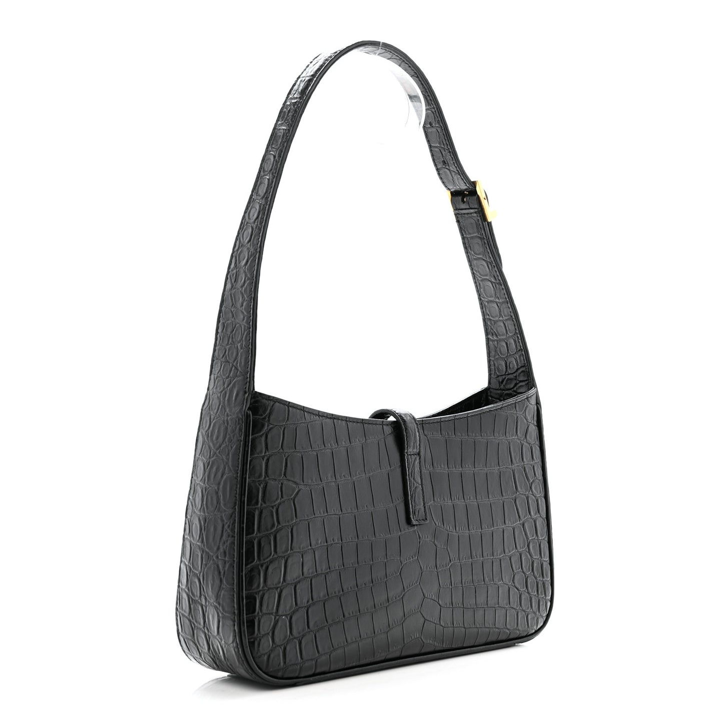 Calfskin Crocodile Embossed Le 5 A 7 Hobo Black