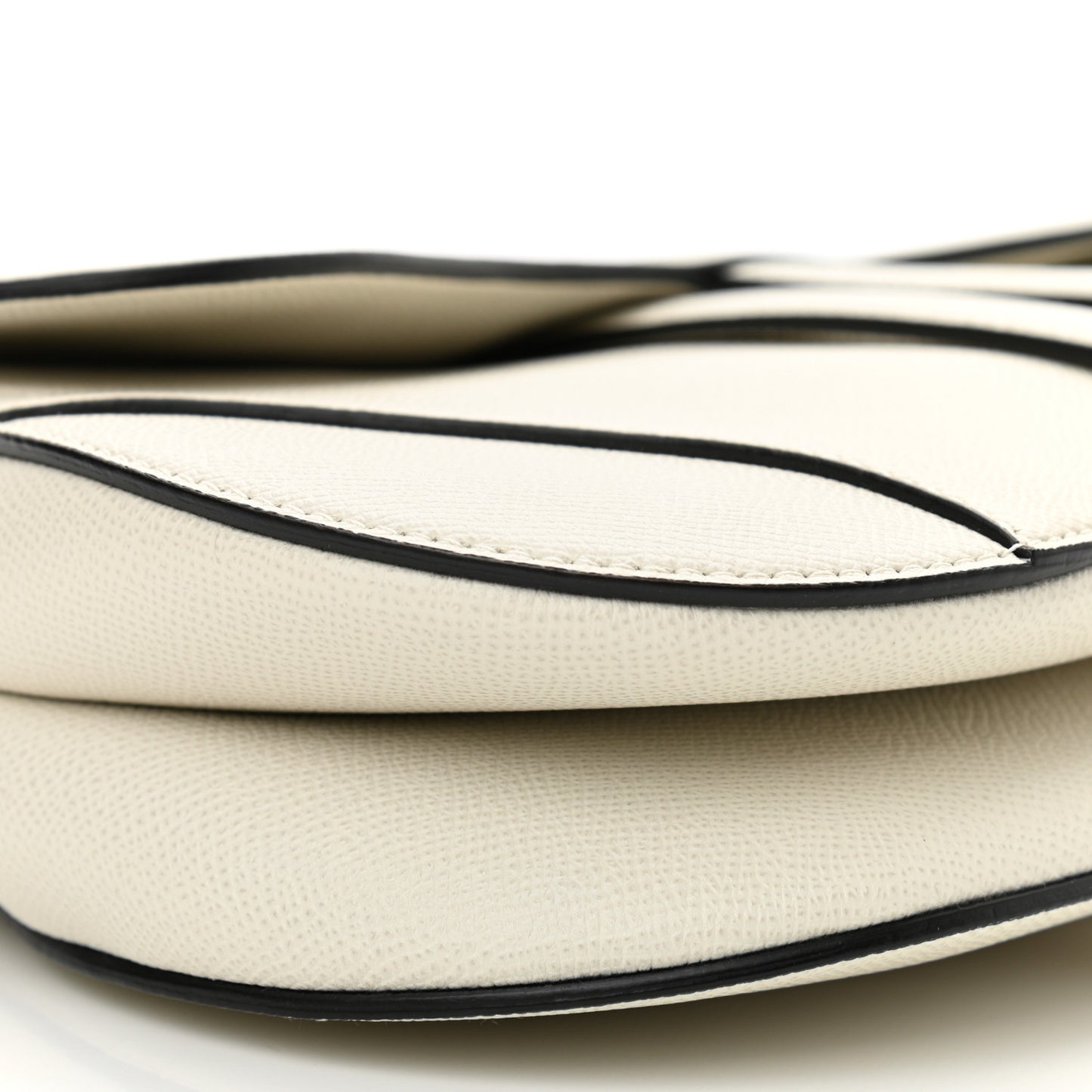Grained Calfskin Saddle Bag White