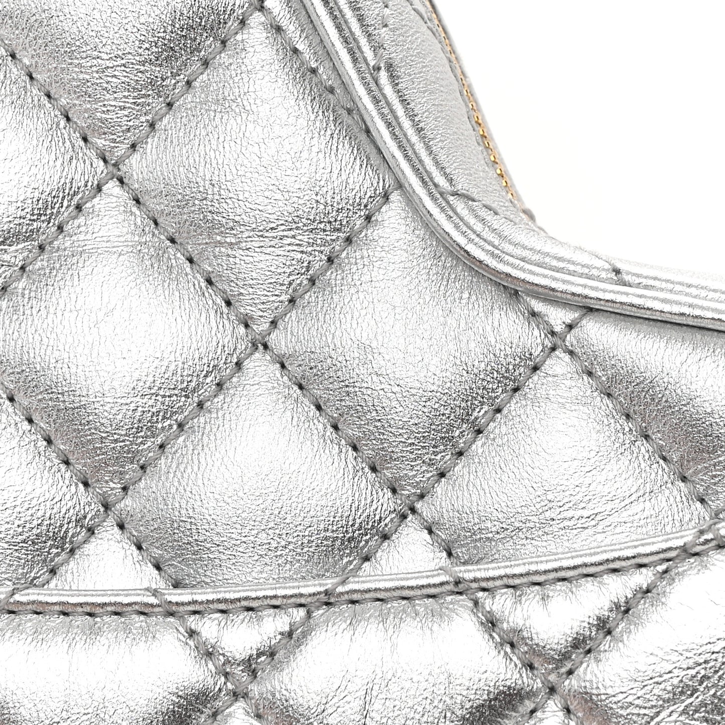 Metallic Lambskin Walk Of Fame Bag Silver