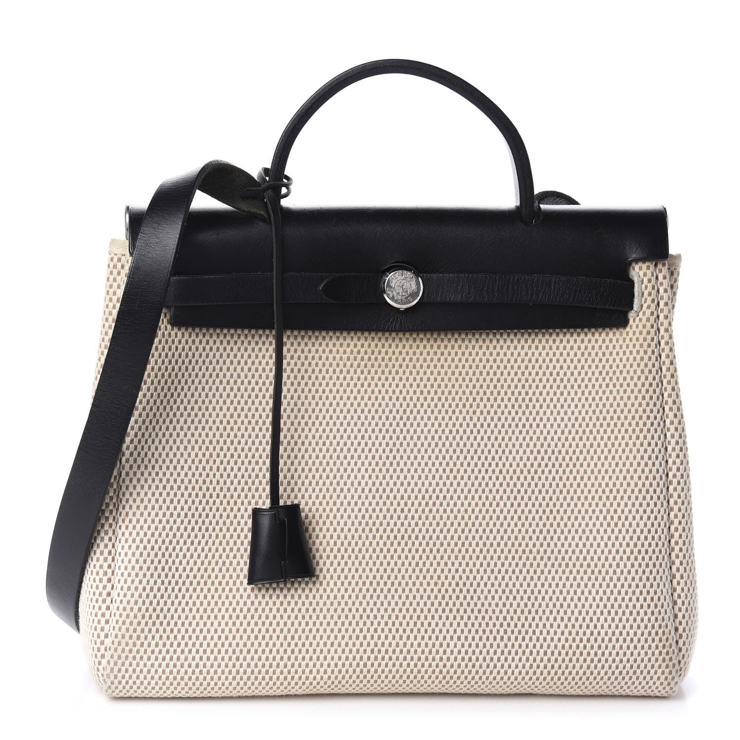 Hermes Toile GM Vache Calfskin Herbag 30 PM Natural Black 1 of 10
