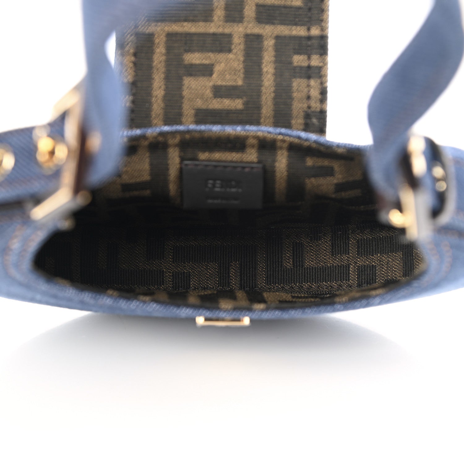 Fendi Denim Vitello King Cuoio Mini Cookie Hobo Bag Blue Ebano 5 of 9