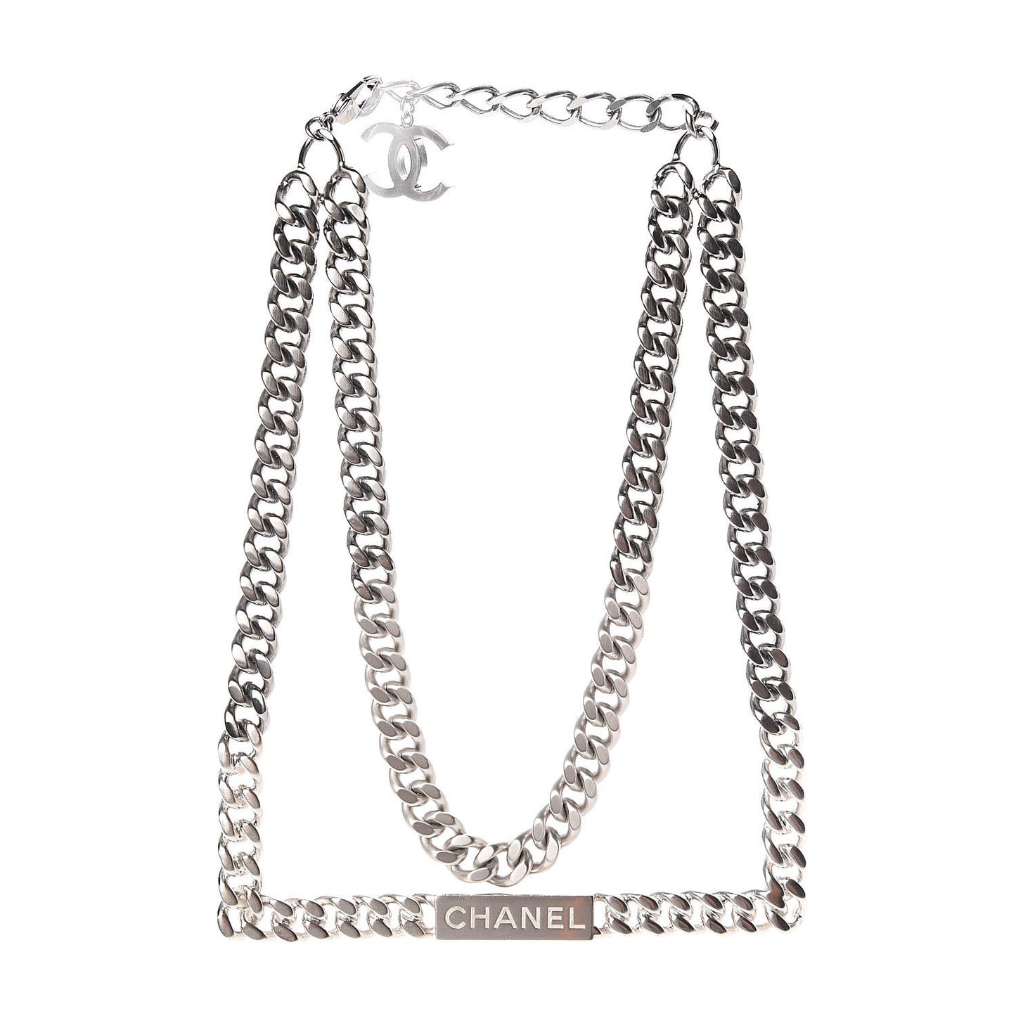 Oversized Chain Logo Short Necklace Silver