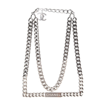 Chanel Oversized Chain Logo Short Necklace Silver 3 of 5