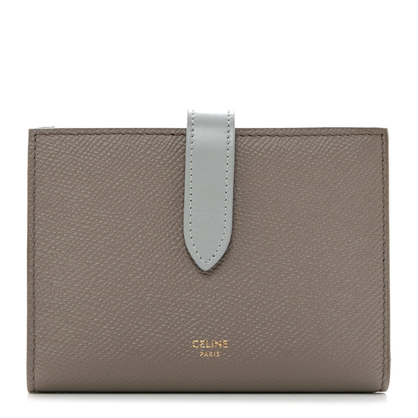 Grained Calfskin Small Multifunction Strap Wallet Pebble Mineral