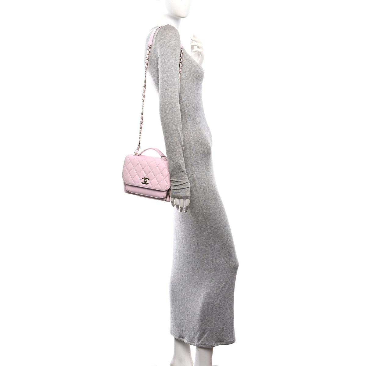Caviar Quilted Medium Business Affinity Flap Light Pink