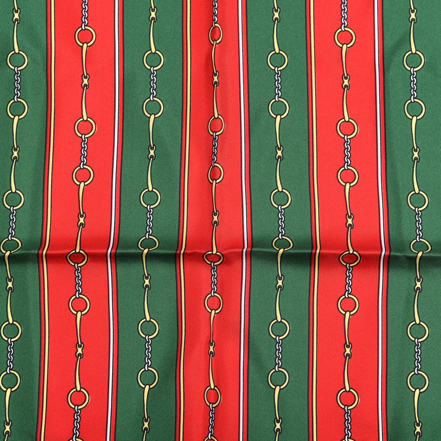 Gucci Silk Horsebit Stripe Scarf Red Green 2 of 4