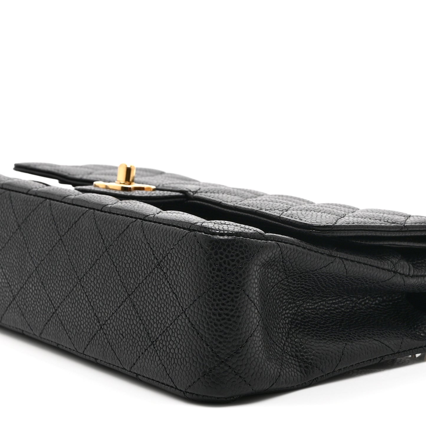 Caviar Quilted Medium Double Flap Black