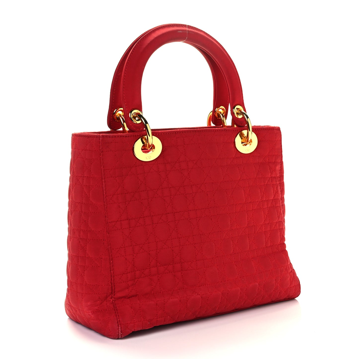 Nylon Cannage Medium Lady Dior Red