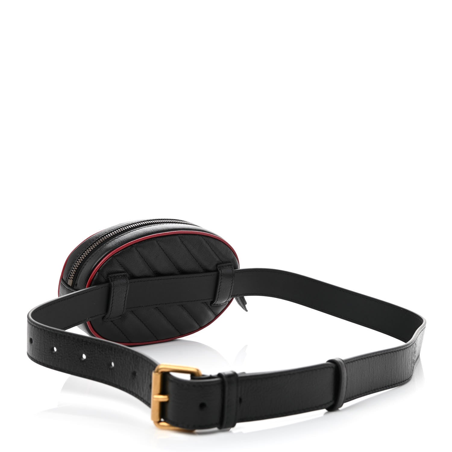 Gucci Azalea Calfskin Matelasse Diagonal Torchon GG Marmont Belt Bag 95 38 Black Romantic Cerise 3 of 9