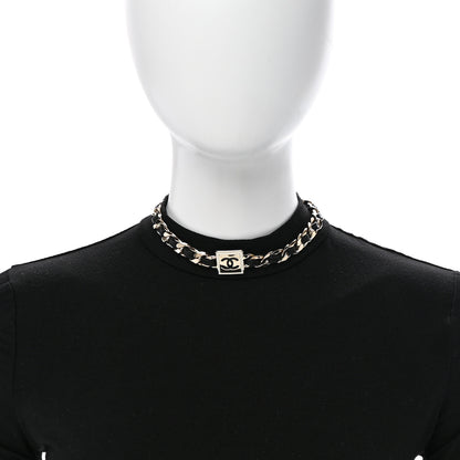Chanel Metal Lambskin CC Square Choker Gold Black White 2 of 7
