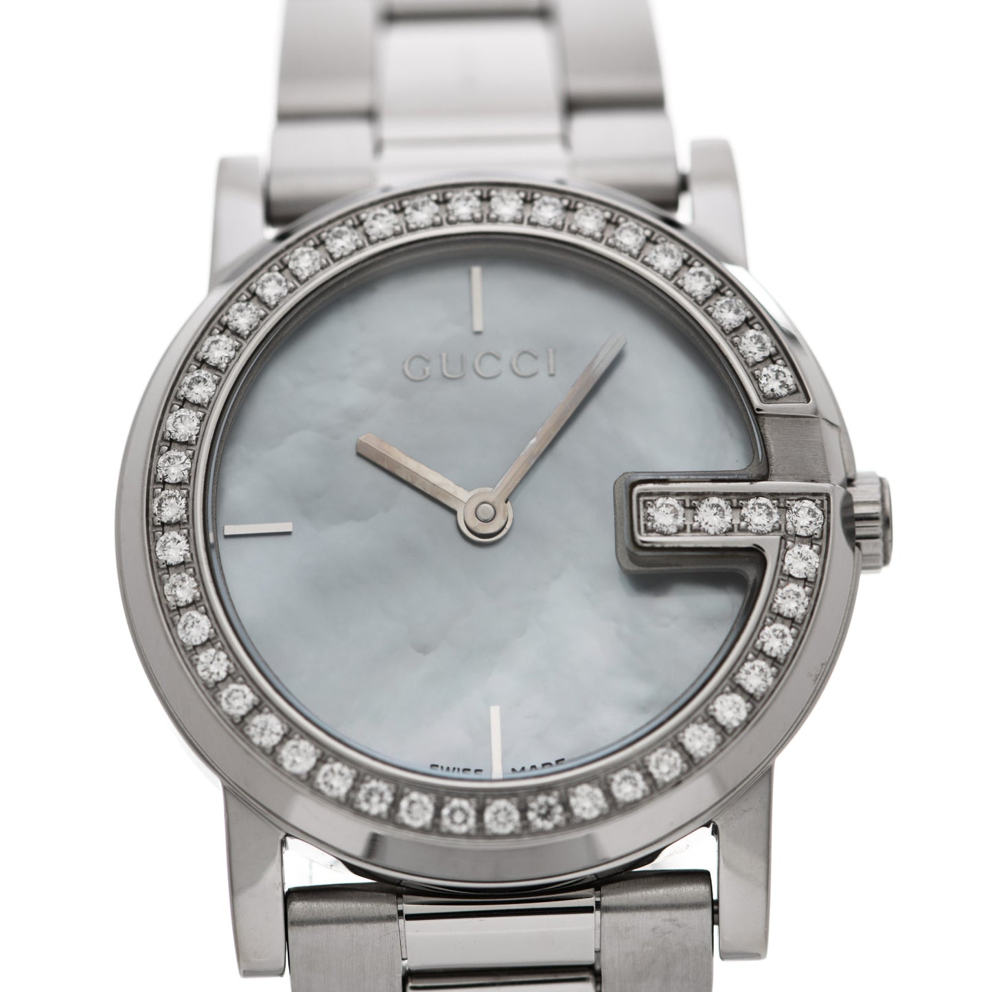 Stainless Steel Diamond Bezel Mother of Pearl 27mm 101L Quartz Watch
