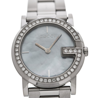 Gucci Stainless Steel Diamond Bezel Mother of Pearl 27mm 101L Quartz Watch 5 of 6