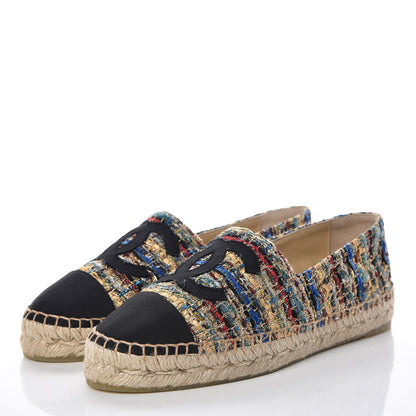 Chanel Tweed Grosgrain CC Espadrilles 38 Multicolor 3 of 10