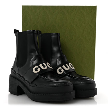 Gucci Calfskin Ornella Logo Ankle Boots 38 Black 10 of 10