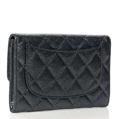 Chanel Metallic Caviar Quilted Small Flap Wallet Charcoal 3 of 10