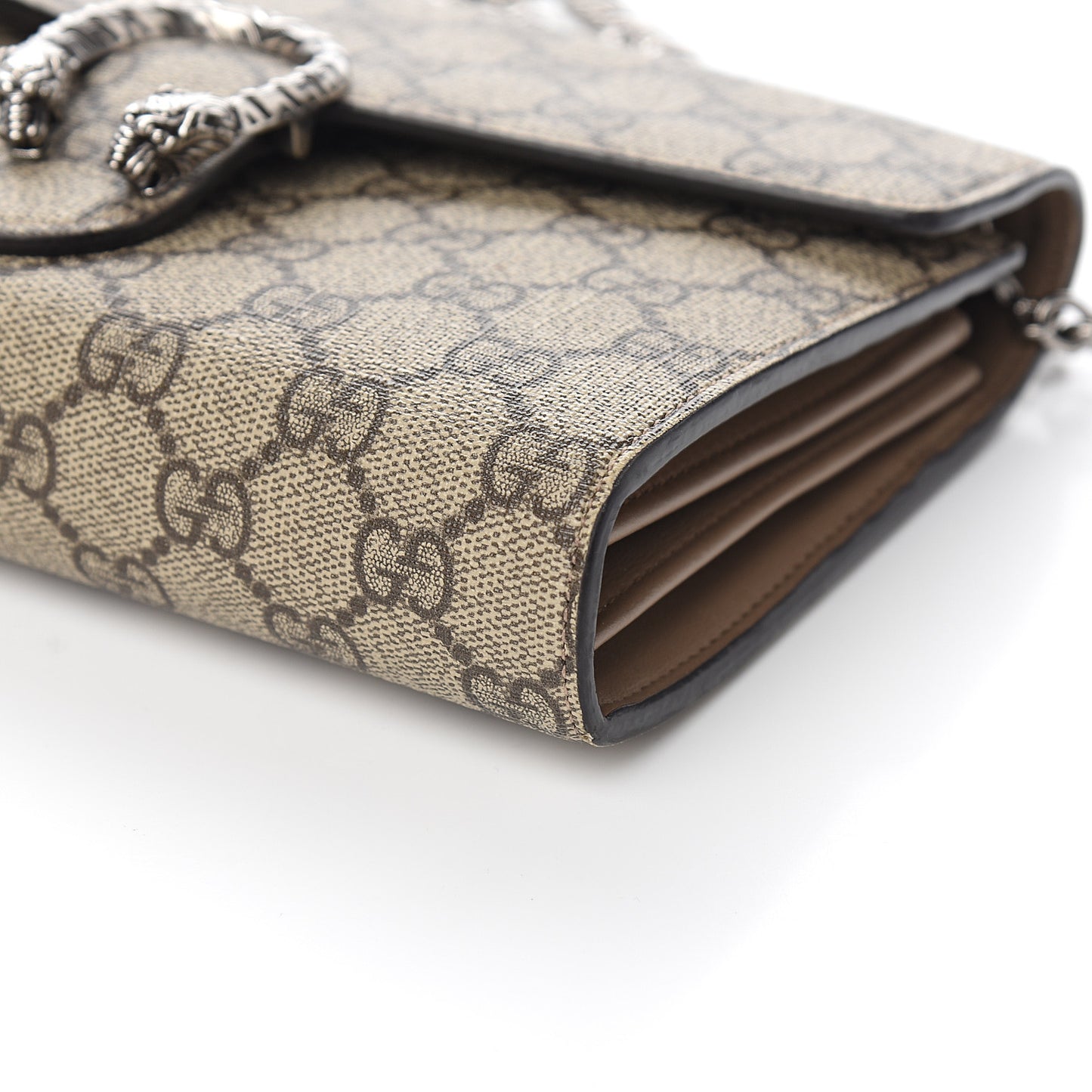 GG Supreme Monogram Mini Dionysus Chain Wallet Beige Taupe