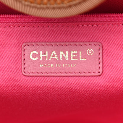 Chanel Straw Raffia Calfskin Striped Large Deauville Tote Dark Beige Fuchsia Navy Blue 6 of 10