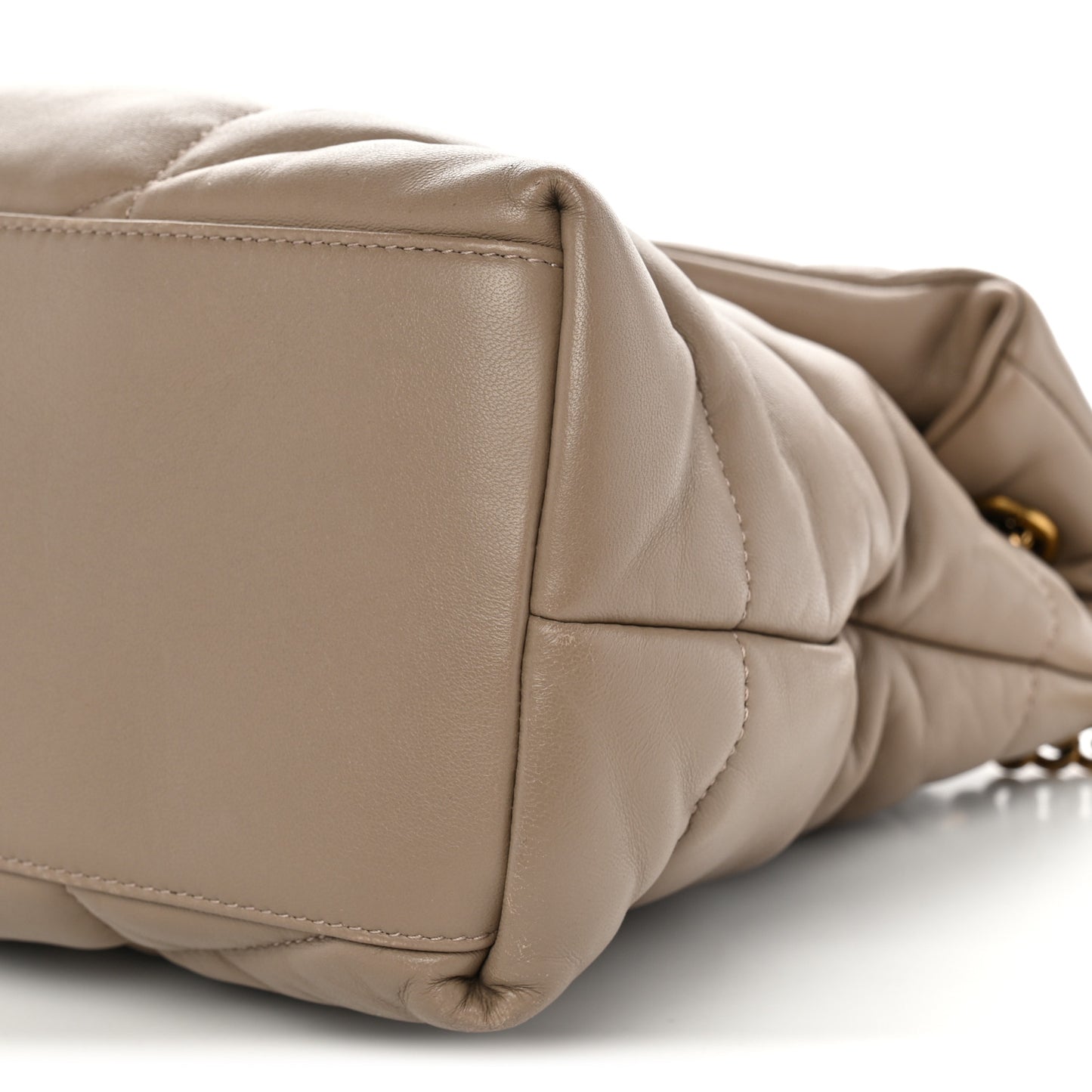 Lambskin Quilted Medium Loulou Puffer Monogram Chain Satchel Dark Beige