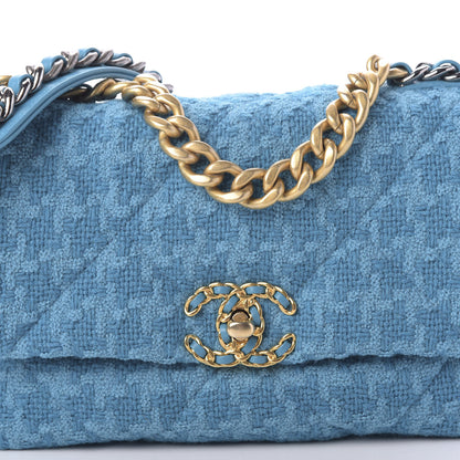 Chanel Tweed Quilted Medium 19 Flap Turquoise 8 of 11