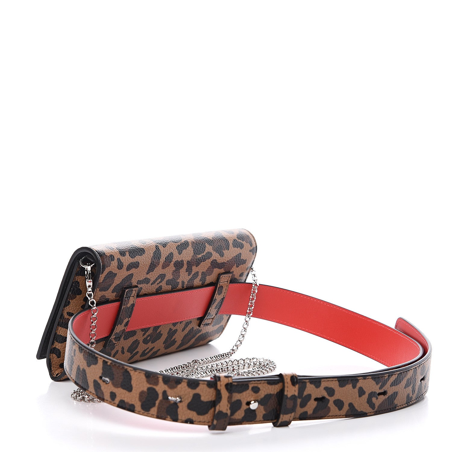Christian Louboutin Calfskin Empire Leopard Print Boudoir Chain Wallet Caramel 2 of 6