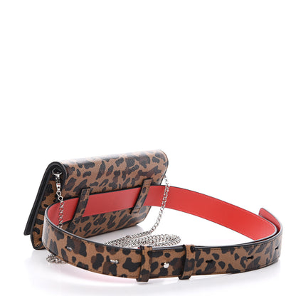 Christian Louboutin Calfskin Empire Leopard Print Boudoir Chain Wallet Caramel 2 of 6