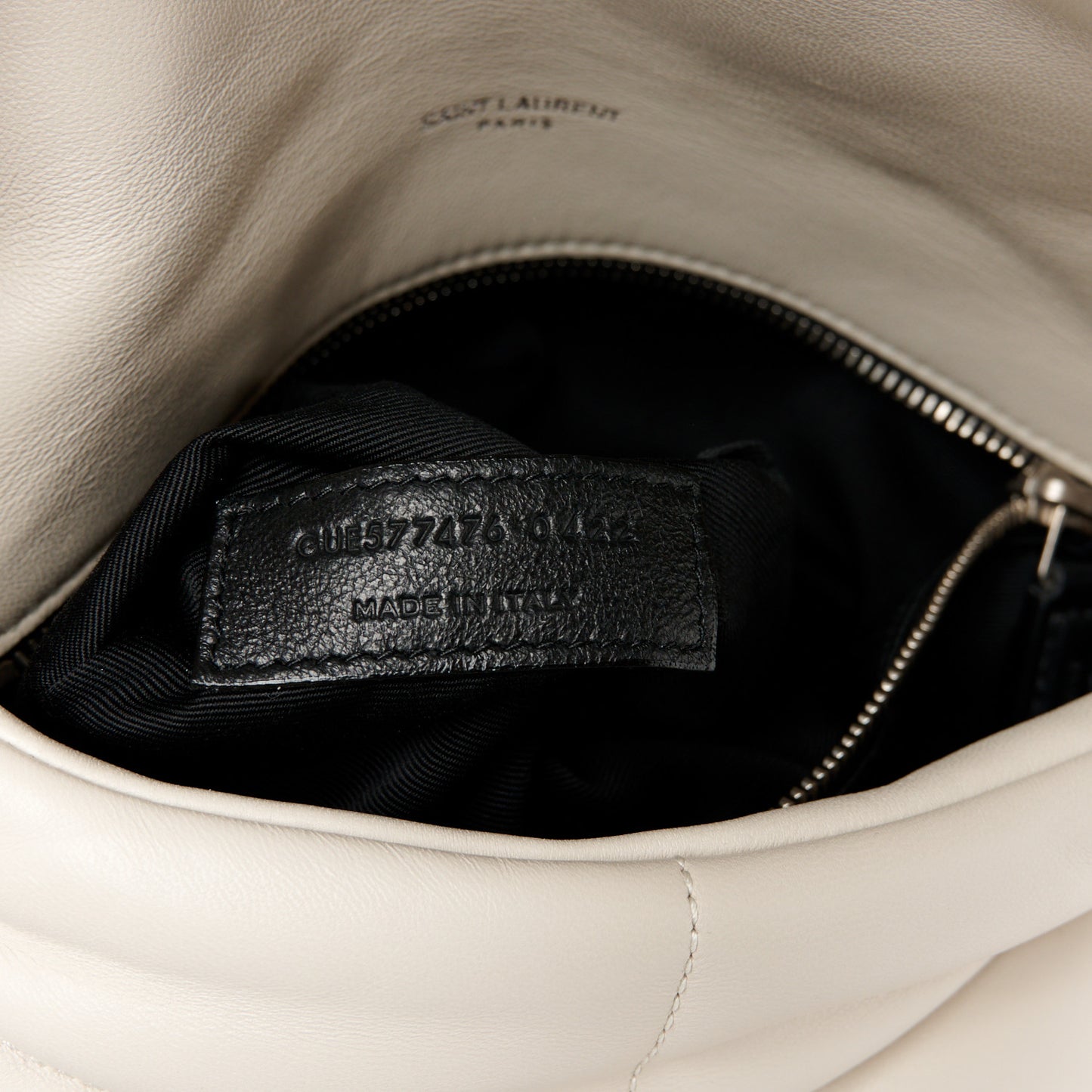 Lambskin Quilted Small Loulou Puffer Monogram Chain Satchel Crema Soft