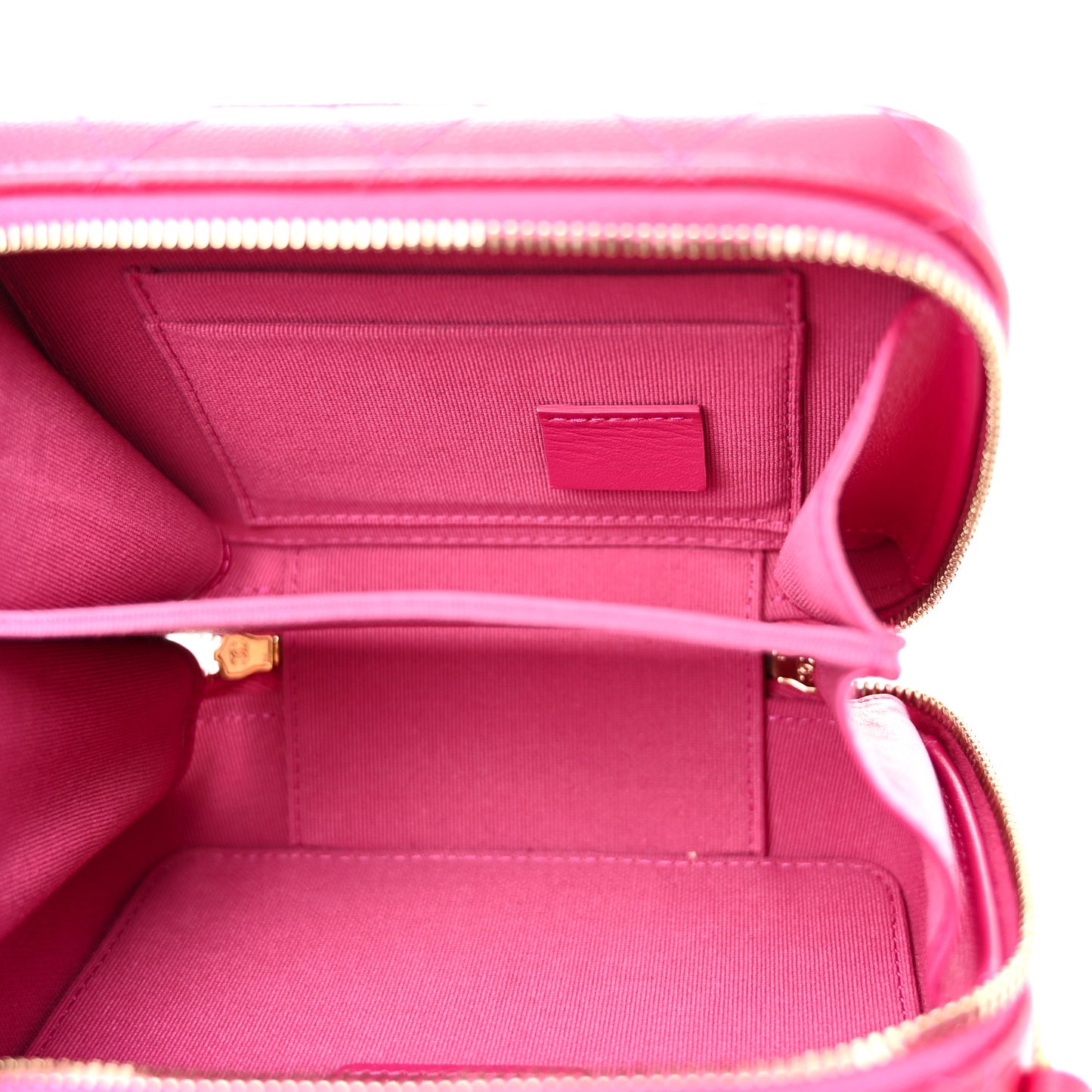 Caviar Quilted Twist Your Buttons Clutch With Chain Fuchsia