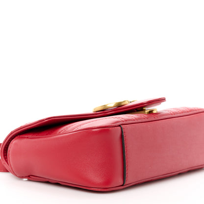 Gucci Calfskin Matelasse Mini GG Marmont Shoulder Bag Hibiscus Red 10 of 11