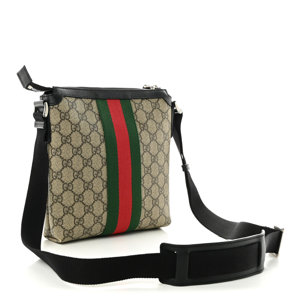 Gucci GG Supreme Monogram Web Messenger Bag Black 3 of 10