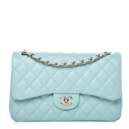 Chanel Caviar Quilted Jumbo Double Flap Light Blue 1 of 11