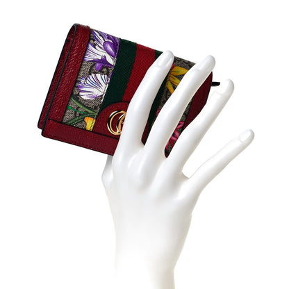 Gucci GG Supreme Monogram Flora Web Ophidia Card Case Red 2 of 8