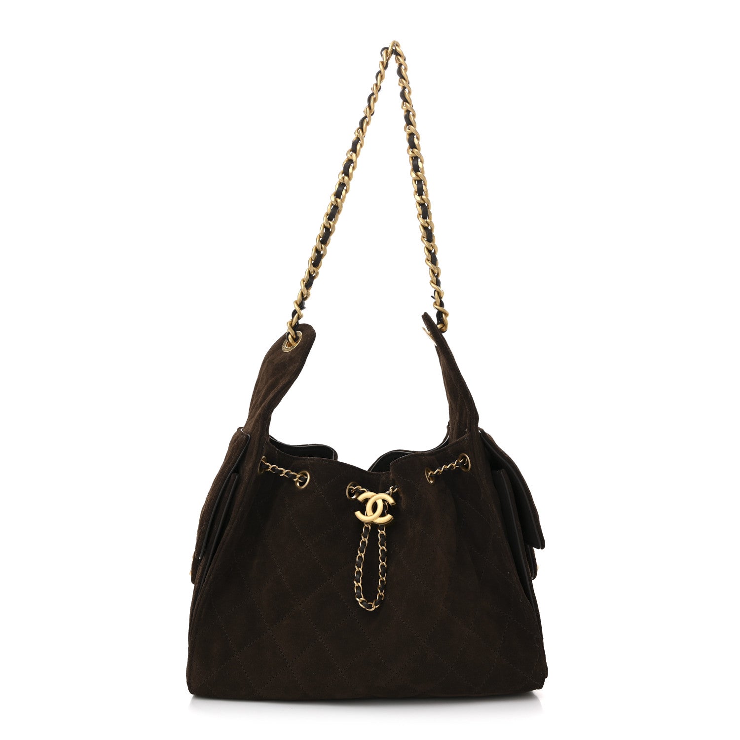 Chanel Suede Quilted Small Chanel 25 Handbag Dark Brown 1 of 10