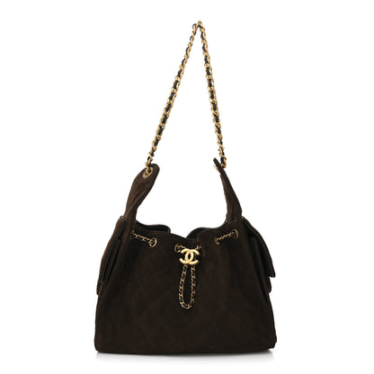 Chanel Suede Quilted Small Chanel 25 Handbag Dark Brown 1 of 10