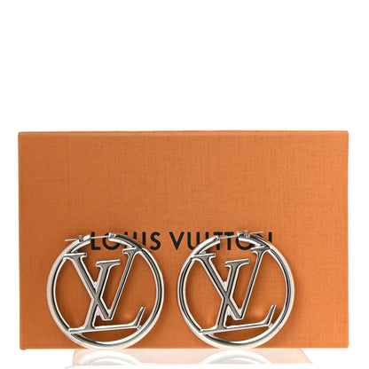 Louis Vuitton Palladium Louise Hoop Earrings Silver 5 of 5