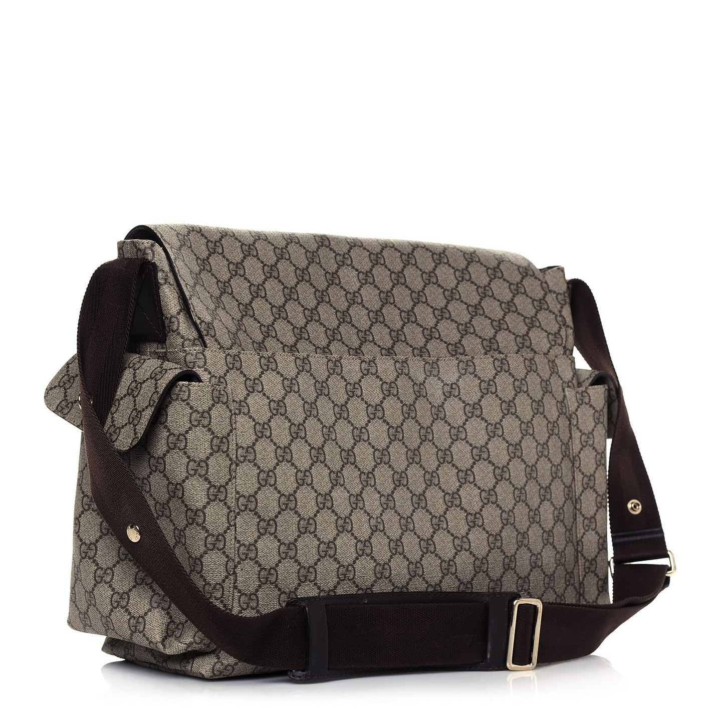 GG Plus Monogram Messenger Diaper Bag Dark Brown
