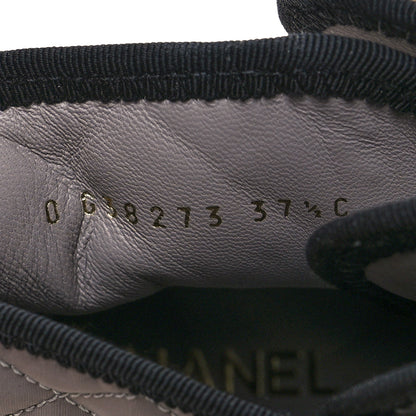 Chanel Fabric Grosgrain Quilted Cap Toe Lace Up Combat Boots 37.5 Gray 6 of 7