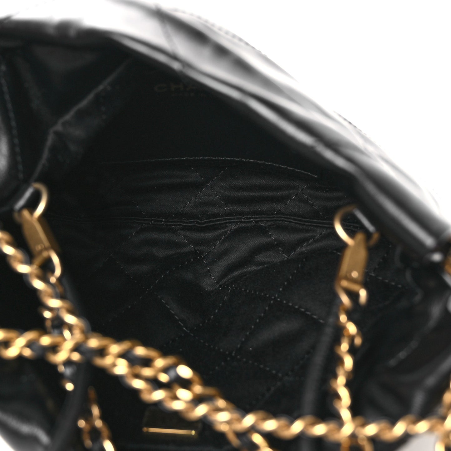 Shiny Calfskin Quilted Mini Chanel 22 Black White