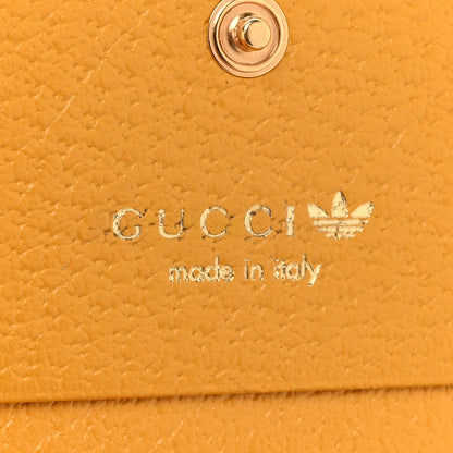 Gucci X ADIDAS Textured Dollar Calfskin Trefoil Horsebit 1955 Card Case Wallet With Strap Crop Black 7 of 14