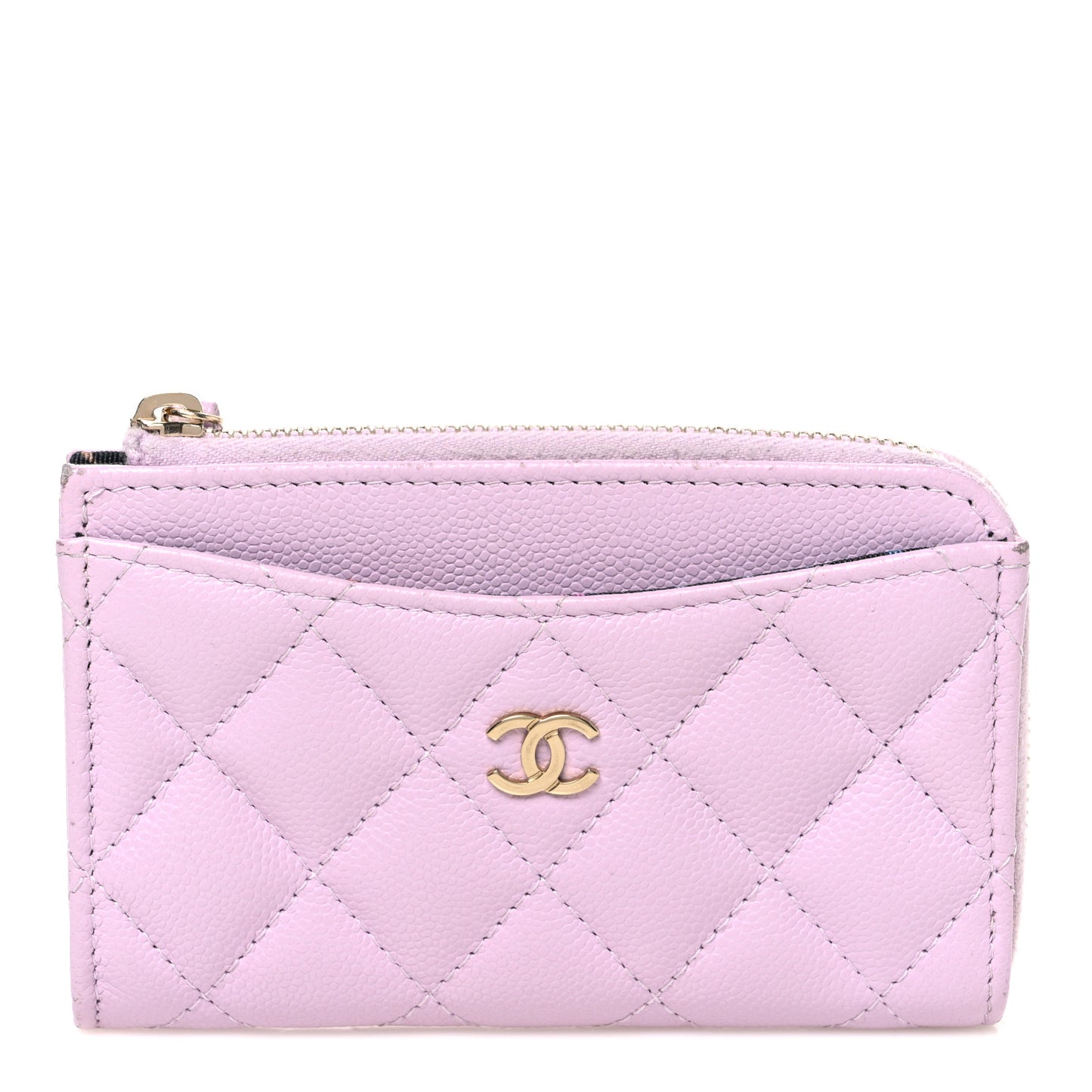 Caviar Quilted CC Zip Around Card Holder Light Pink Light Pink