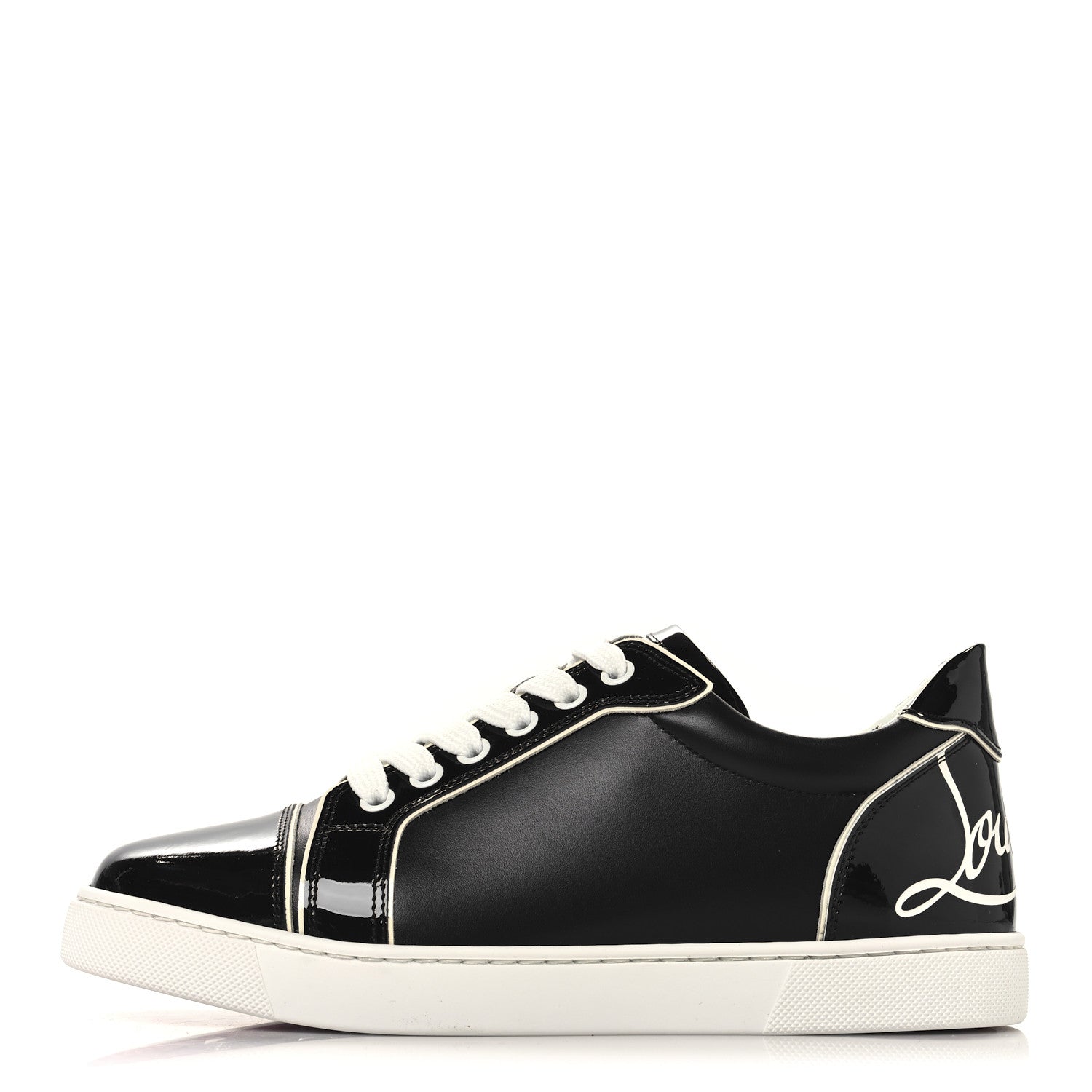 Christian Louboutin Patent Calfskin Funnyto Low Top Sneaker 38.5 Black 1 of 9