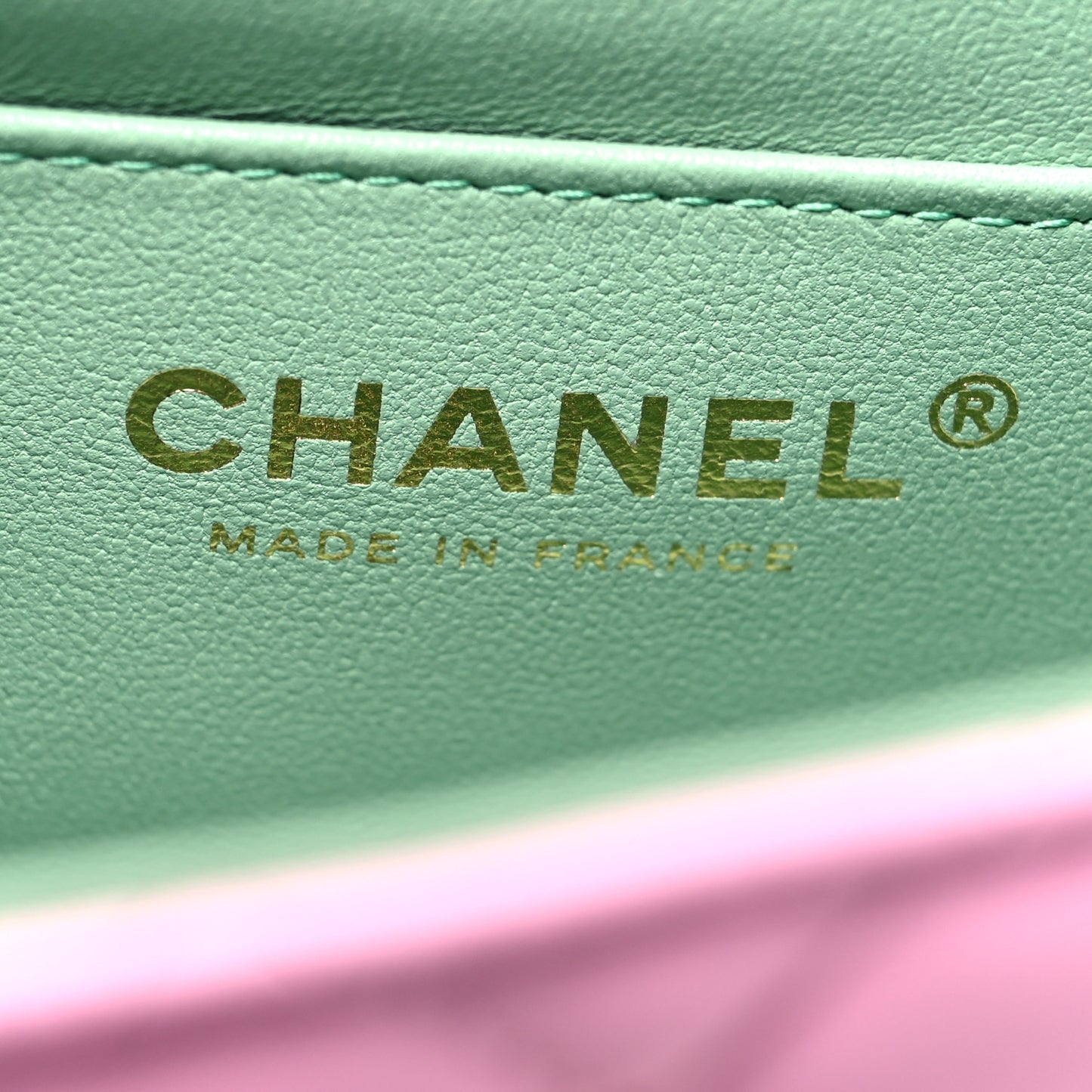 Lambskin Quilted Mini Top Handle Rectangular Flap Lilac Light Green