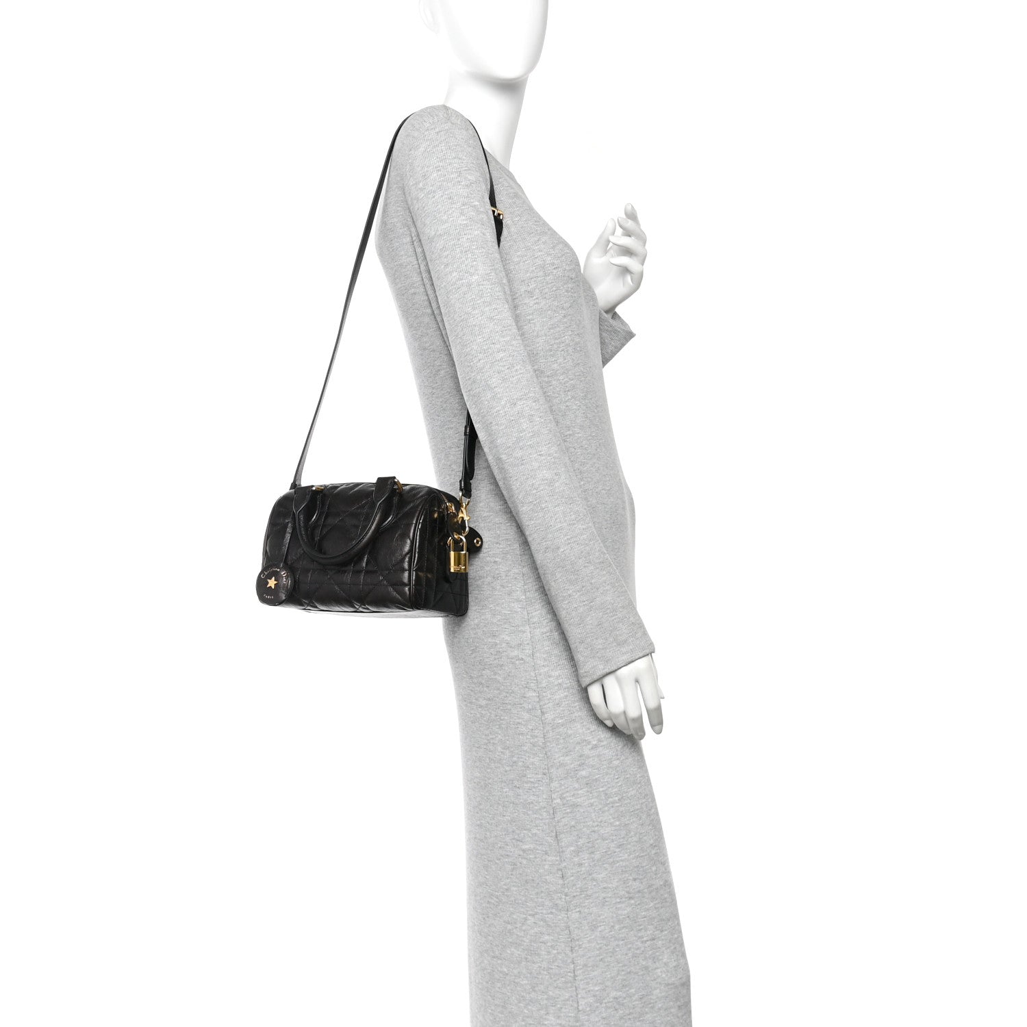 Christian Dior Crinkled Calfskin Macrocannage Groove 20 Bag Black