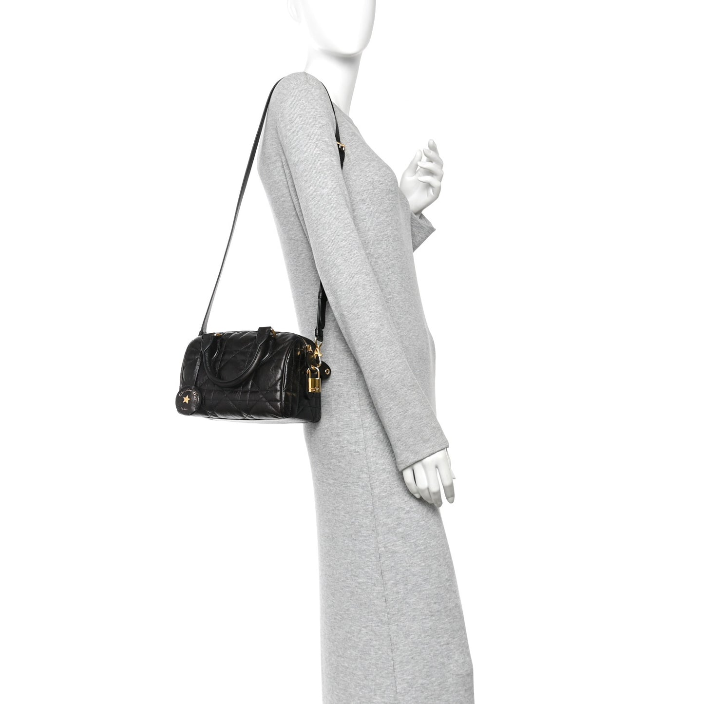 Crinkled Calfskin Macrocannage Groove 20 Bag Black