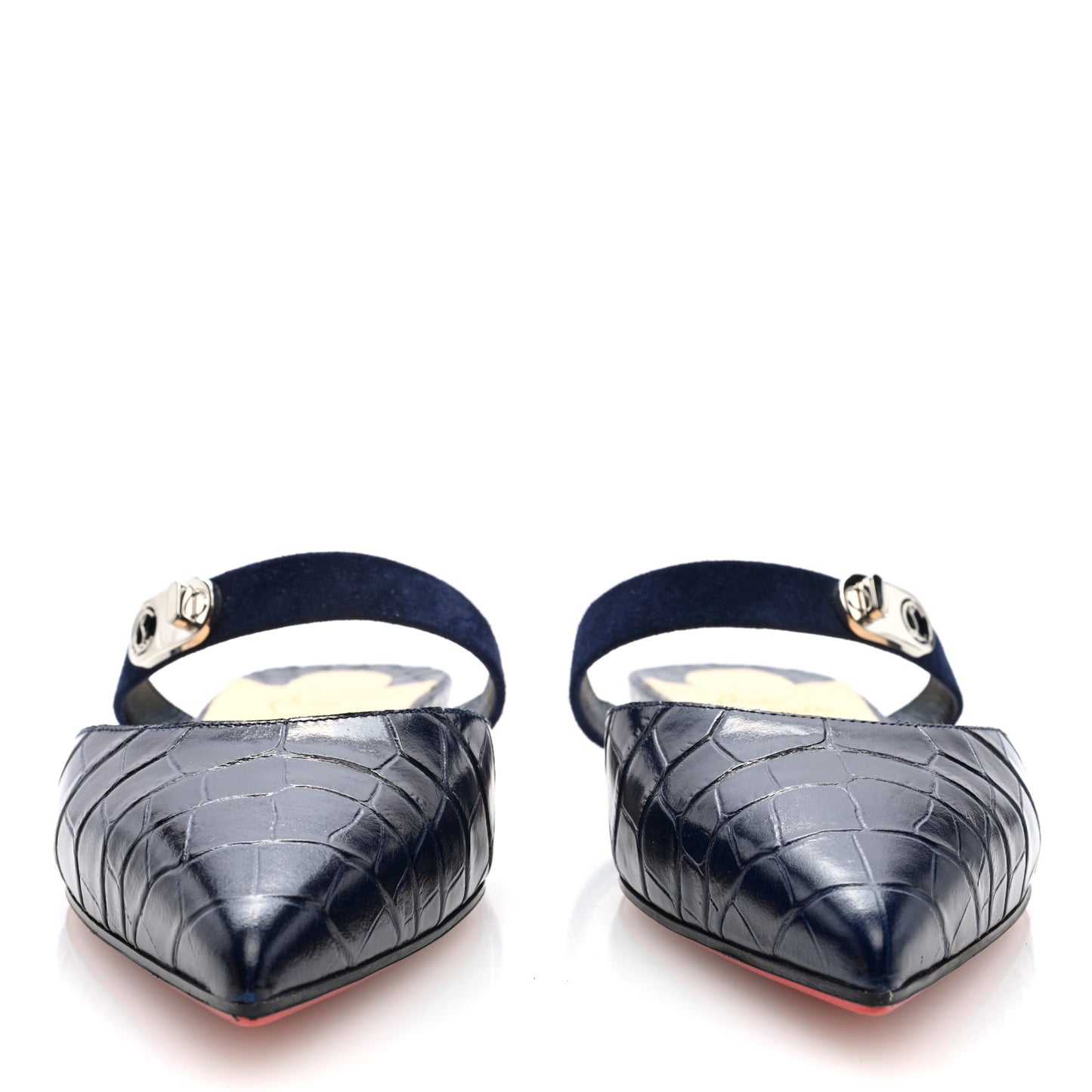 Calfskin Crocodile Embossed Choc Lock Flats 38 Obscur