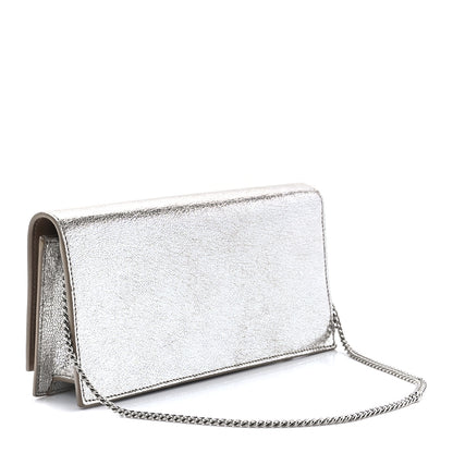 Jimmy Choo Metallic Calfskin Clutch With Chain Champagne 3 of 12